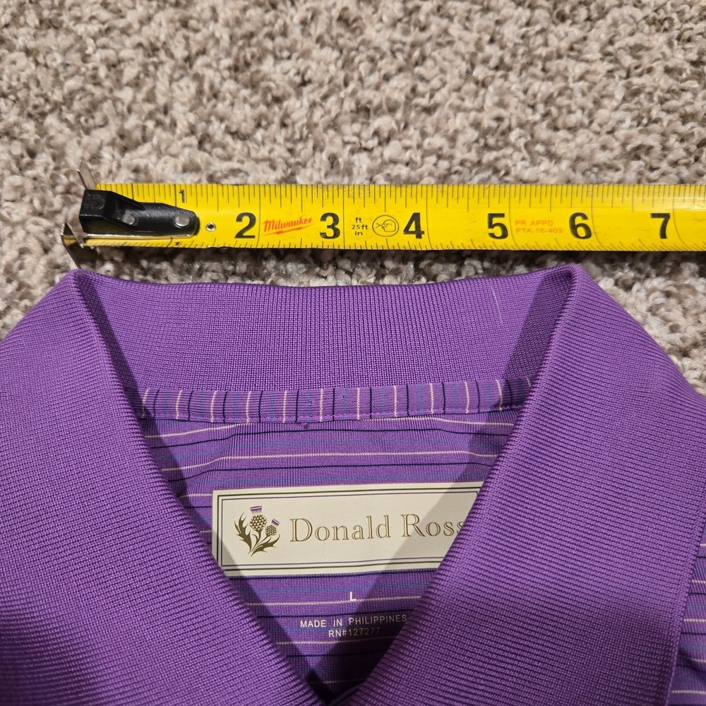 Donald Ross Polo Shirt Mens Large Purple Striped Golf Short Sleeve Logo 1910 - Picture 6 of 8